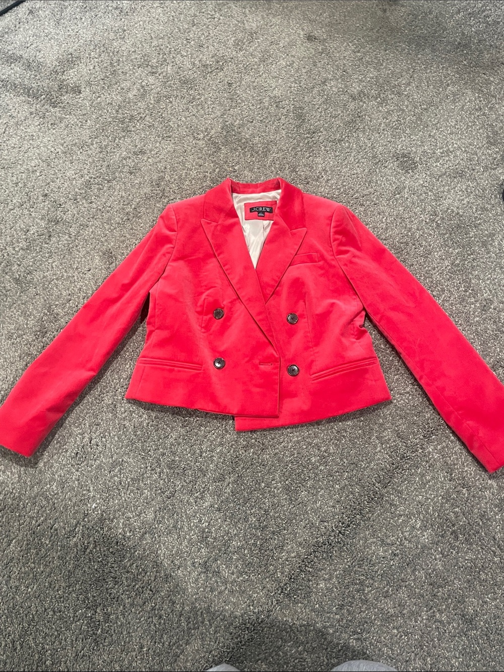 J. Crew Red Double-Breasted Cropped Blazer Size 2